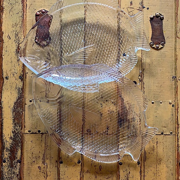 Vintage Dining Vintage Glass Fish Dish Glass Serving Platter Fish